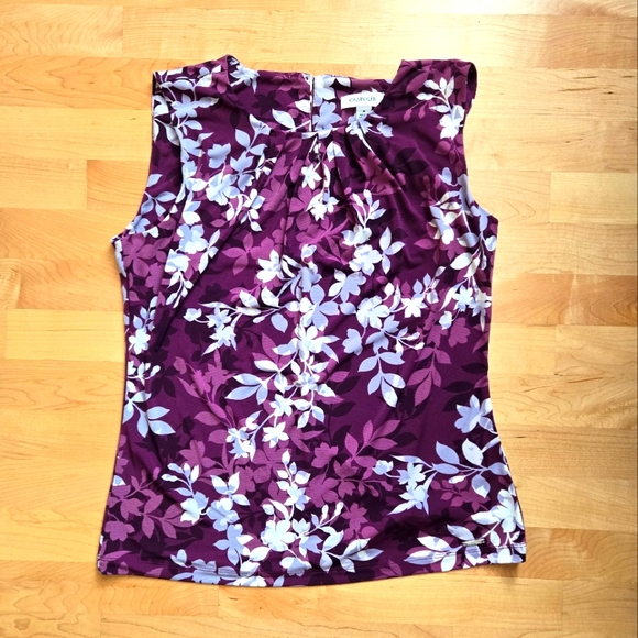 Calvin Klein sleeveless blouse, floral aubergine and lilac size M - Picture 3 of 4